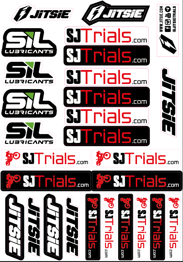Sjs Engine Sticker SJ TRIALS STICKER SHEET- A5 SIZE