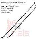 REAR SPOKE AND NIPPLES KIT - SPROCKET SIDE BLACK