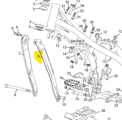 SCORPA / SHERCO LEFT HAND FRAME RAIL