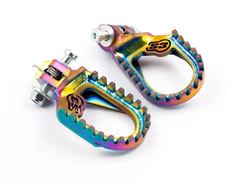 S3 TITANIUM HARDROCK FOOTPEGS 10MM BACK+5MM LOW