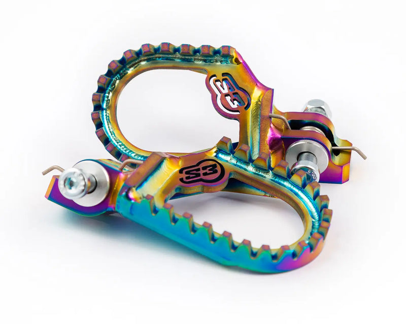 S3 TITANIUM HARDROCK FOOTPEGS 10MM BACK+5MM LOW